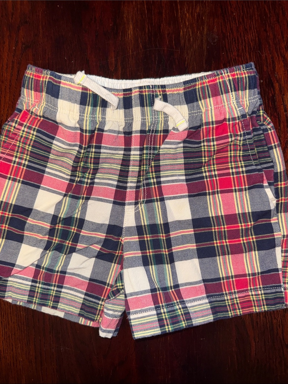 Crewcuts Red and Navy Plaid Elastic-Waist Shorts